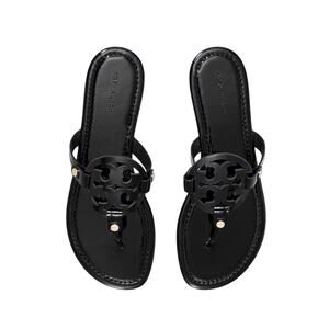 Tory Burch Miller Black Patent Sandals Size 8.5